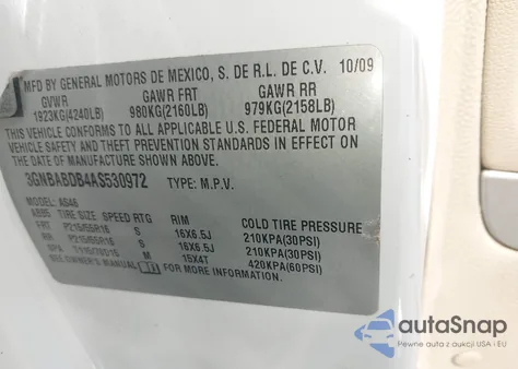 2010 Chevrolet Hhr Lt z USA, uszkodzony, nr VIN 3GNBABDB4AS530972